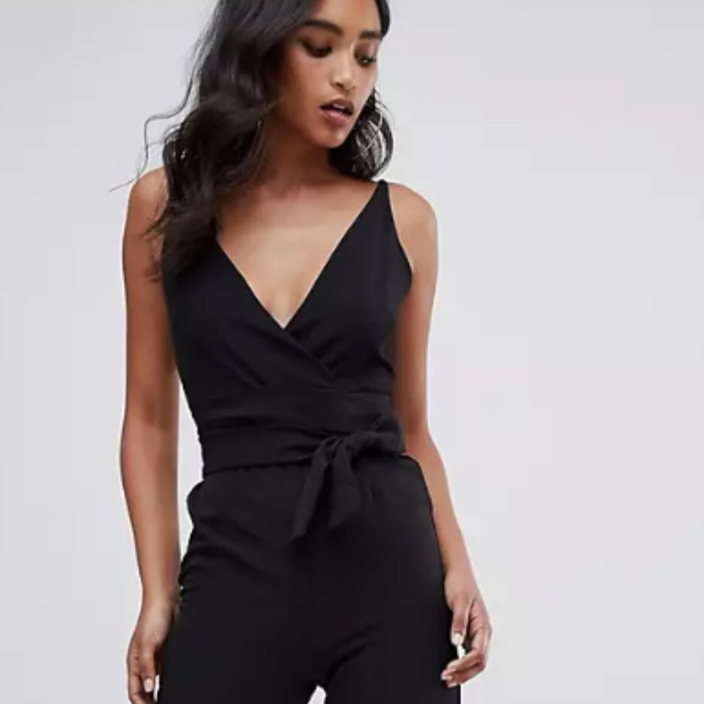 NEW Black Wrap Jumpsuit - Size 2, Asos